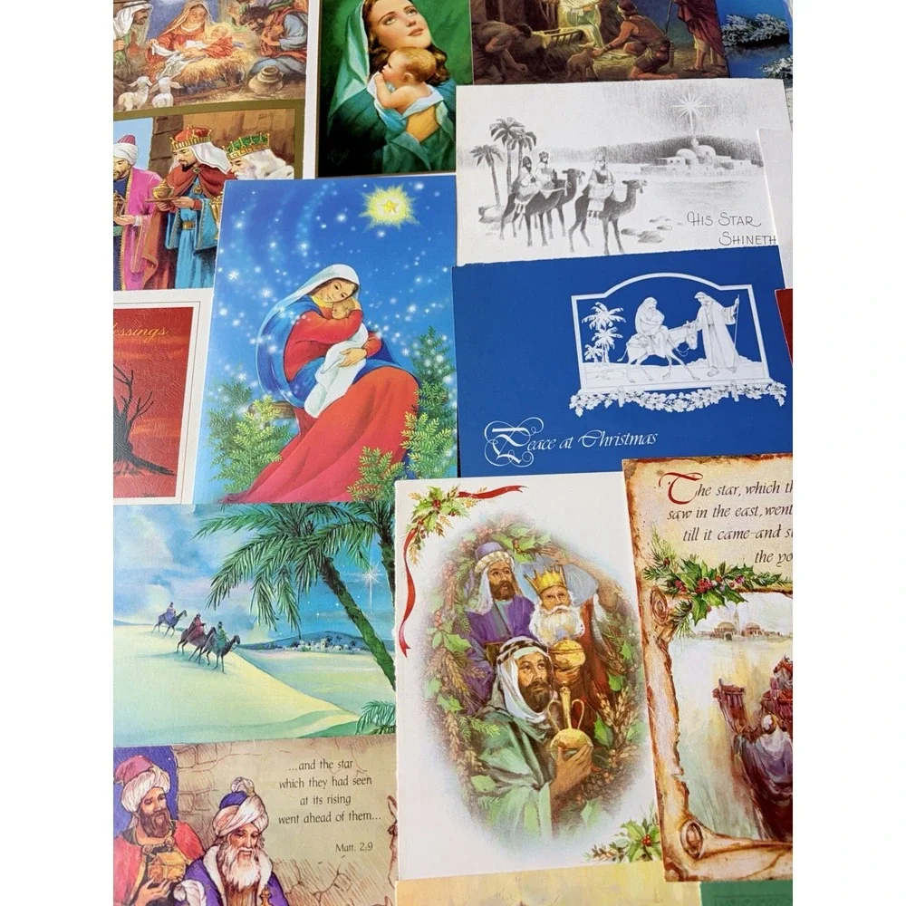 Vintage Christmas Cards Fronts ONLY Nativity Scrapbooking Crafts Lot of 50+